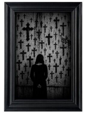 Woman praying crosses Goth Punk Gothic Oddy Framed Horror Art Deco Halloween